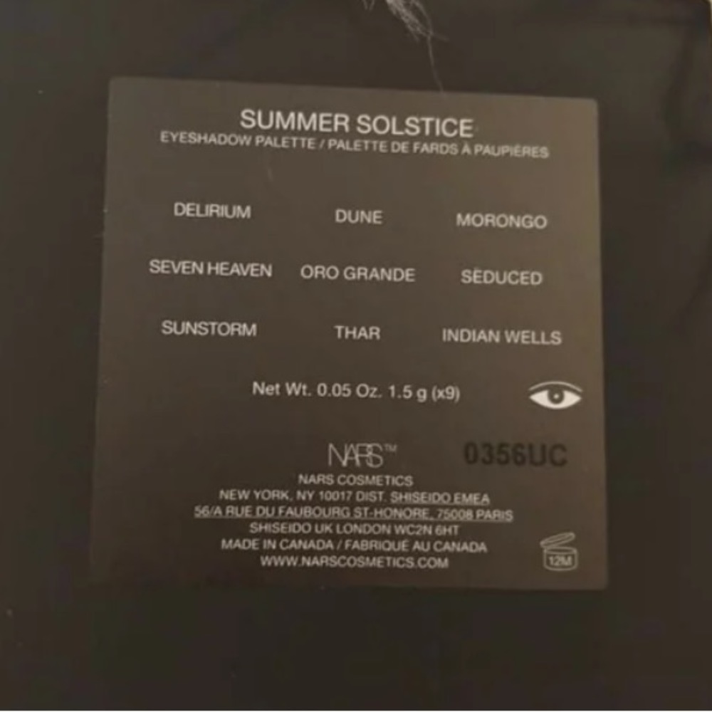 NARS SUMMER SOLSTICE EYESHADOW PALETTE LIMITED EDITION (DISCONTINUED) BRAND NEW - Picture 3 of 8